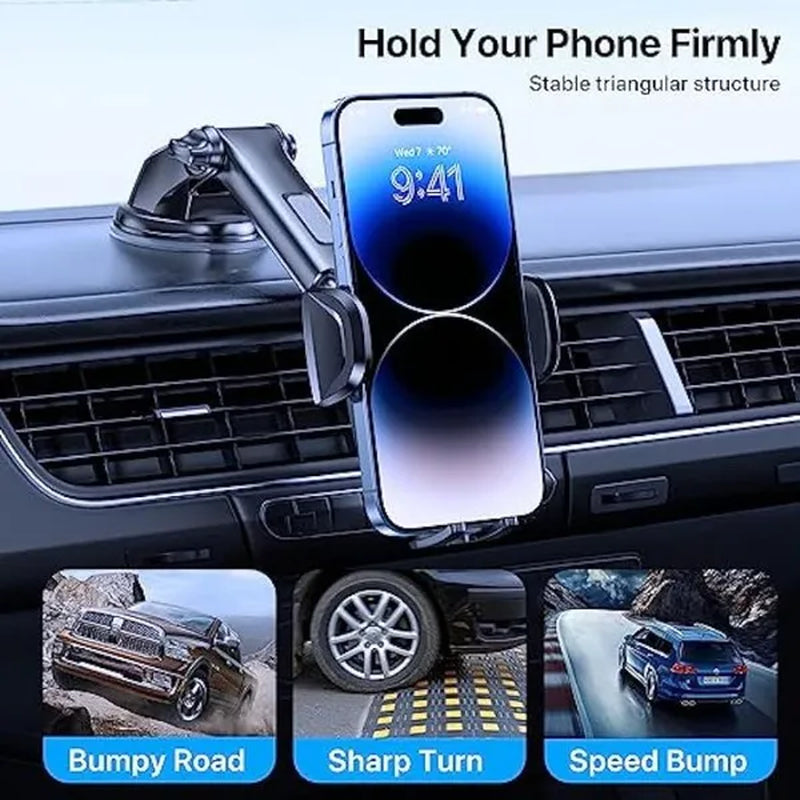 Universal Phone Mount for Car, [Powerful Suction] Hands-Free Cell Phone Holder Car, Phone Holder for Car Dashboard Windshield Air Vent