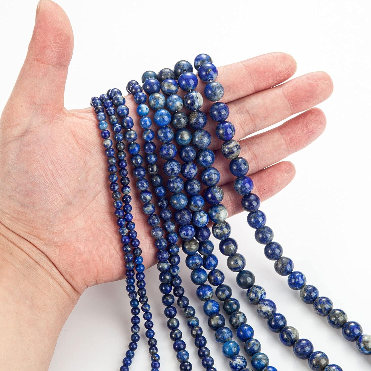 100Pcs Natural Stone Beads 8Mm Lapis Lazuli round Gemstone Loose Beads with Elastic Bracelet String for Bracelets Necklace Jewelry Making
