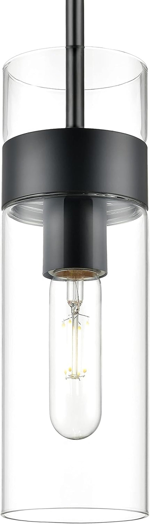 Burlington Modern Black Pendant Light Fixtures over Kitchen Island - Sink Lighting - Ceiling Hanging Metal Industrial Pendant Lighting with Clear Glass Shade