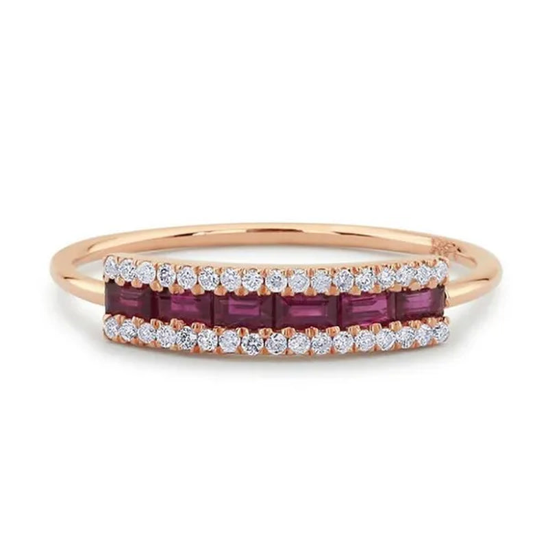 New Brand Women Fashion White Sapphire/Ruby Ring Gold-Plated Zircon AAA Lovers Ring Jewelry Size 6-10