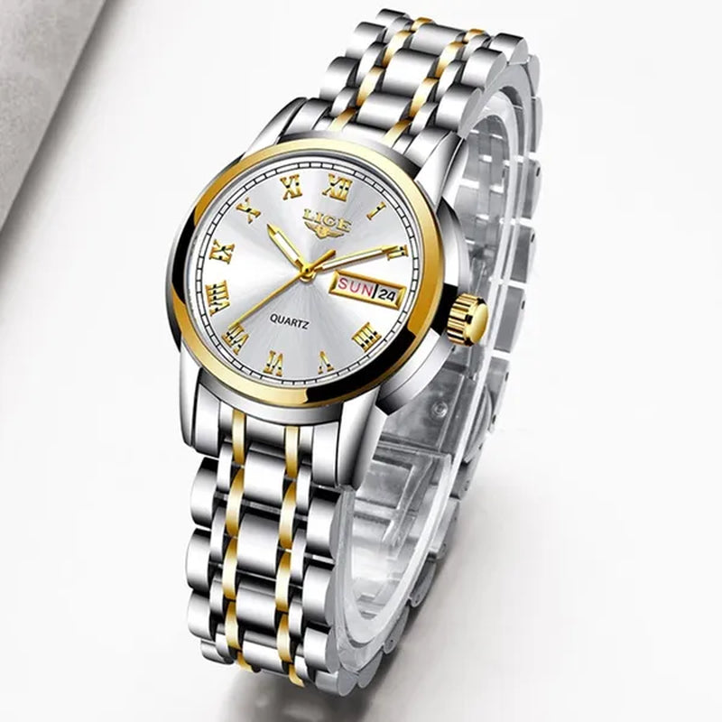 LIGE 2020 New Gold Watch Women Watches Ladies Creative Steel Women's Bracelet Watches Female Waterproof Clock Relogio Feminino