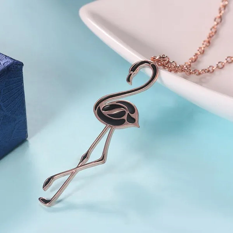 Romantic Elegant Engagement Wedding Linkchain Animal Shape Flamingo Pendant Necklace