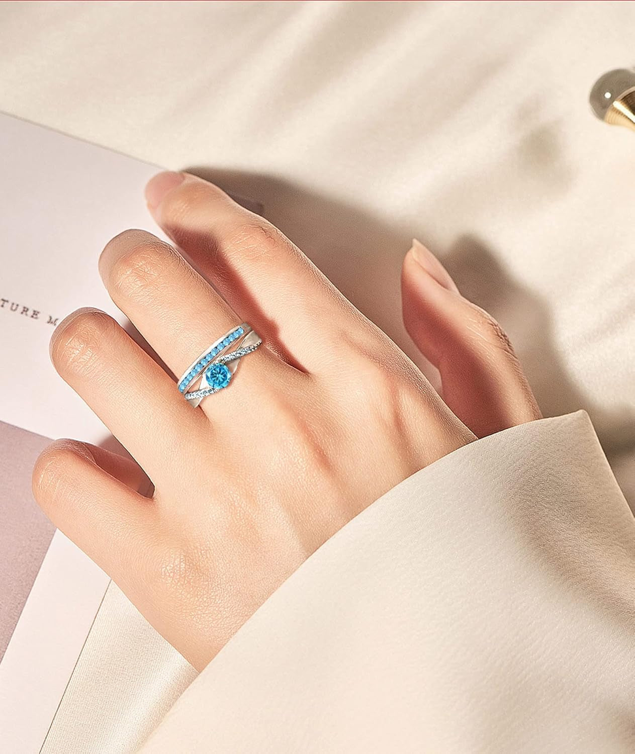 Stackable Rings 925 Sterling Silver Halo Birthstone Eternity Bands Jewelry for Women