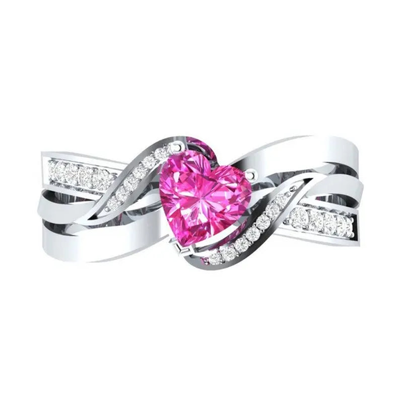 Natural Black Sapphire & Diamond Heart Cut Engagement Wedding 18 K White Gold Filled Ring