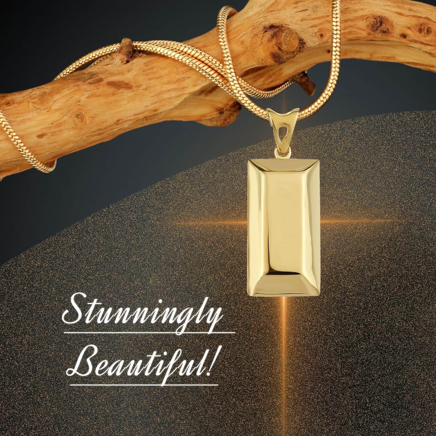 10K Yellow Gold Bar Pendant 1.20 Grams - Solid Gold Pendant for Women - Real Gold Jewelry Birthday Gifts for Women
