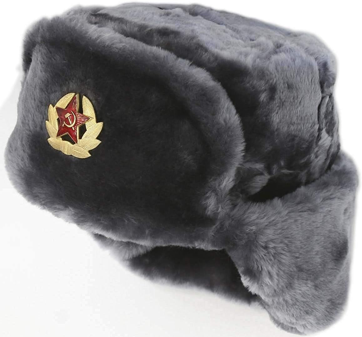 Russian Soviet Army Air Force Fur Military Winter Ushanka Hat GR Size XL