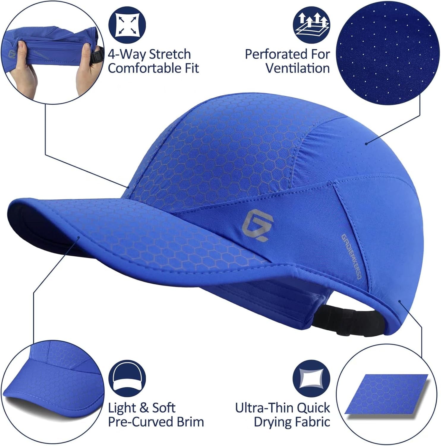 Stretch Running Hat with Soft Brim, Quick Dry, Unstructured, Unisex-Adult