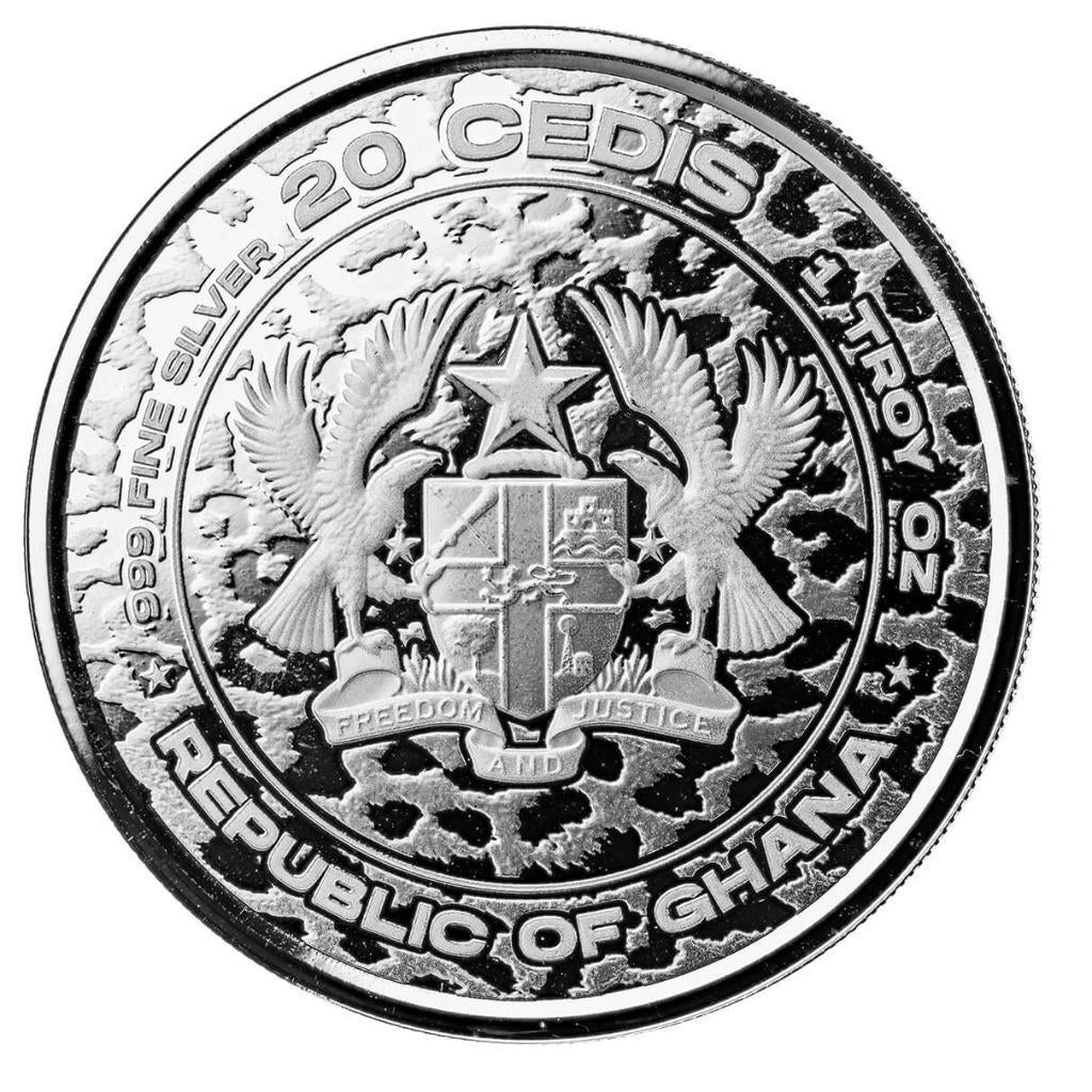 2023 1 Oz African Leopard .999 Silver Coin 20 Cedis BU Proof-Like #A428