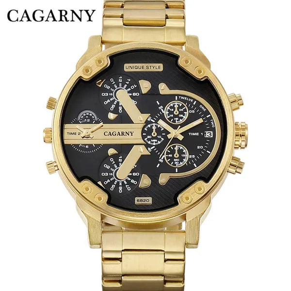 CAGARNY Brand Design Watch Man Fashion Luxury Gold Steel Bracelet Strap Quartz Wristwatches Business Male Gifts Watches NATATE