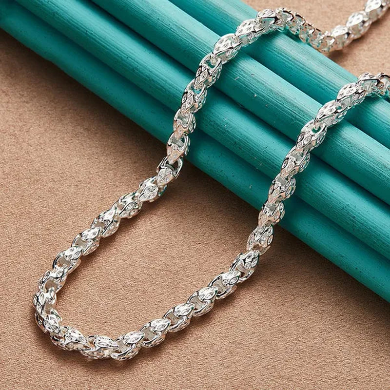 925 Sterling Silver Faucet Beaded Necklace Silver Chain for Woman Men Wedding Engagement Party Jewelry
