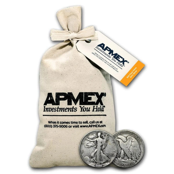 Walking Liberty Half Dollars, $50 Face Value, 35.75 Oz 90% Silver, .900 Karats, 100 Coins