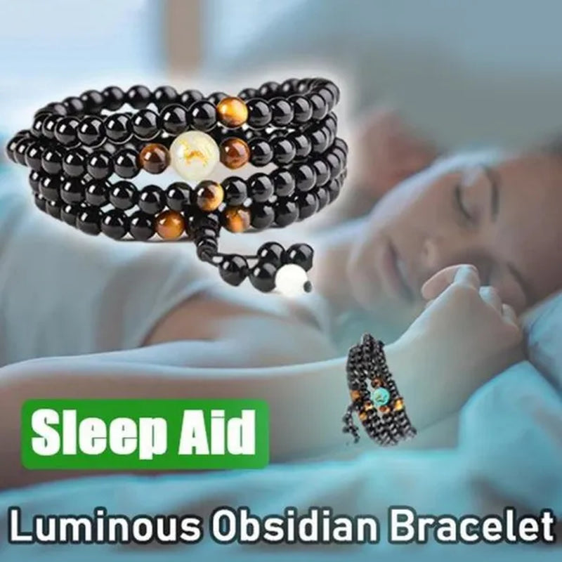 New Luminous Natural Stone Black Obsidian Healing Bracelet Weight Loss Unisex Slimmy Health Care Calming Bracelet