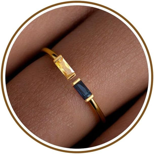 Birthstone Rings for Women Dainty Emerald Blue Ring Birthday Gifts for Mom Her Gemstones CZ Ring for Teens Gold Rings That Don'T Tarnish Adjustable Ring Jewelry Gifts