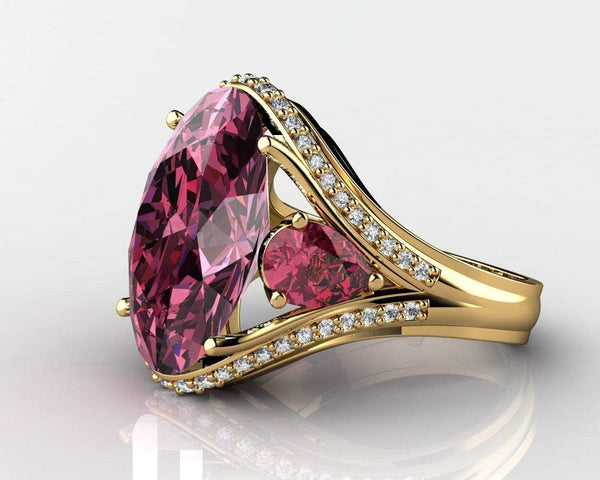 Vintage 925 Sterling Silver Ruby Ring Cocktail Rings Oval Cut Red Gem Cubic Zirconia Anniversary Promise Ring CZ 3-Stone Eternity Engagement Wedding Band Ring for Women