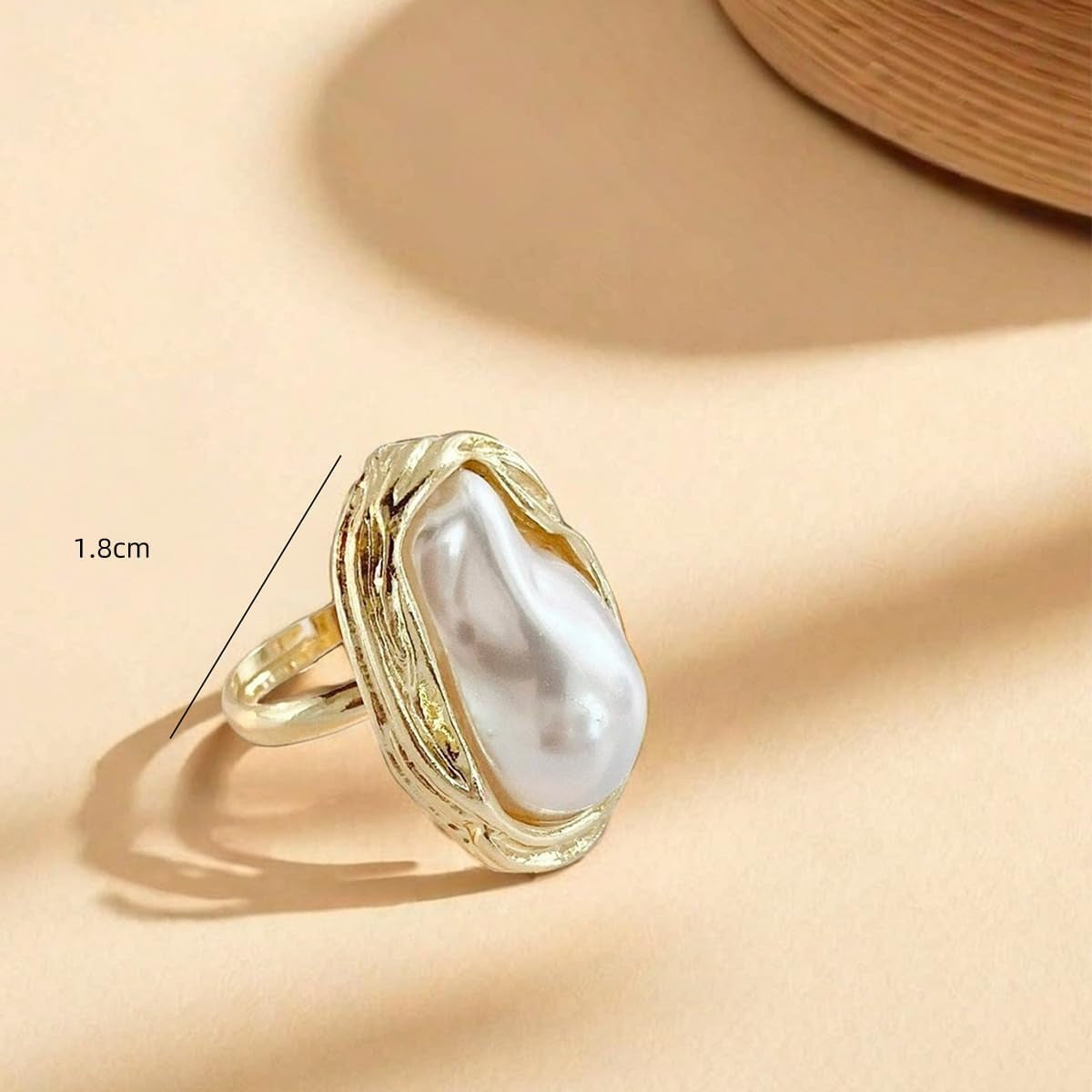 Baroque Pearl Ring for Women 14K Gold Adjustable Irregular Pearl Rings for Woman Trendy Stacking Irregular Pearl Finger Ring for Wedding Party