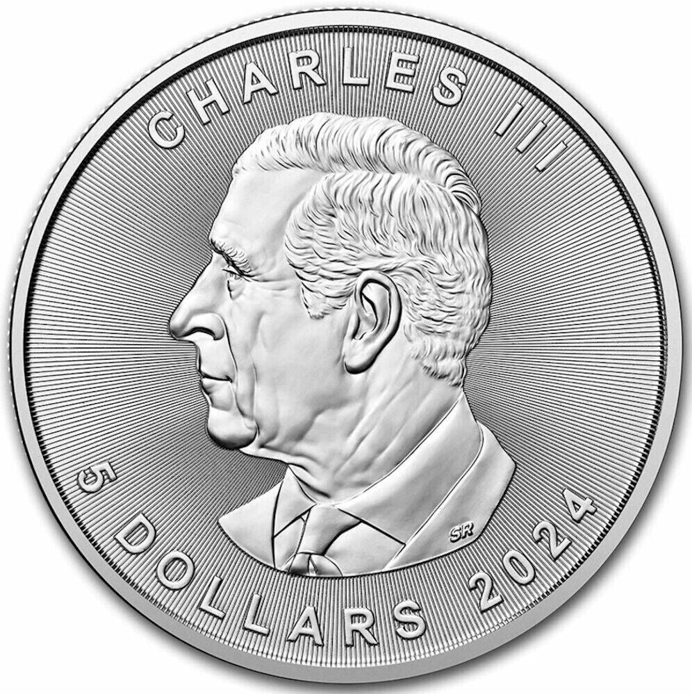 2024 1 Oz Canada 9999 Fine Silver Maple Leaf $5 Coin BU - in Stock