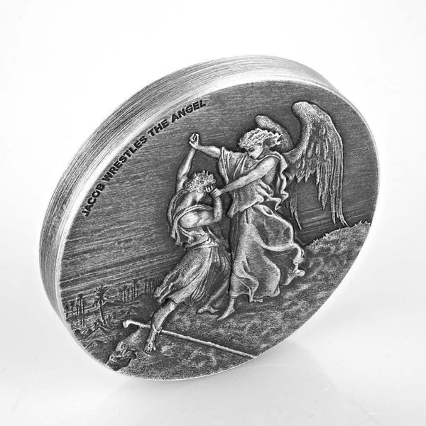 2017 2 Oz .999 Silver Coin Jacob Wrestles the Angel - Biblical Coin Series #A493