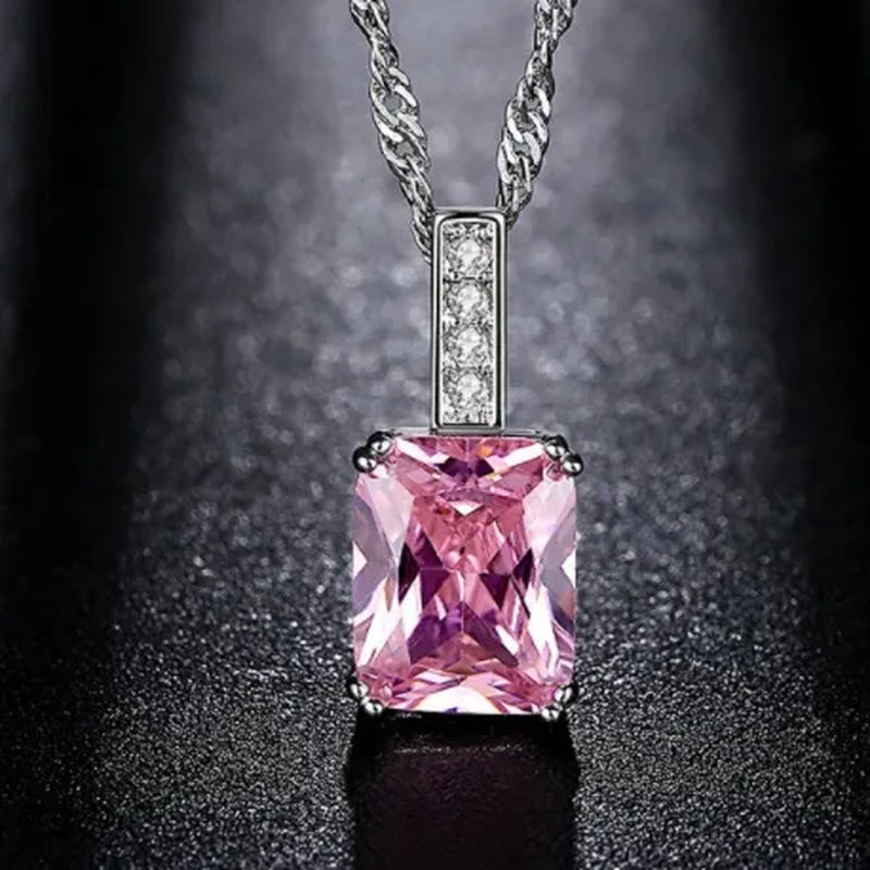 woman fashion Jewellery Simplicity Elegant Sapphire/Amethyst/Pink Necklace  Silver Banquet engagement  Jewellery Necklace