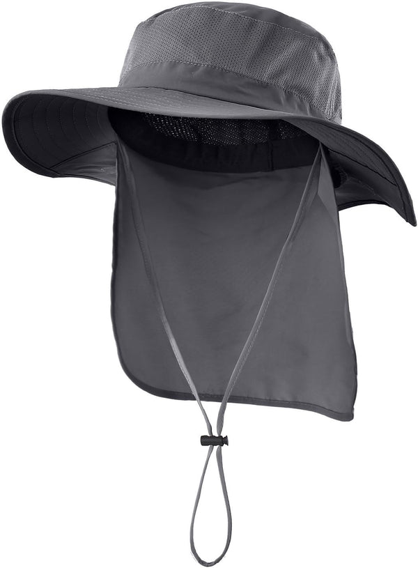 Outdoor UPF50+ Mesh Sun Hat Wide Brim Fishing Hat with Neck Flap Sun Hat for Men Women