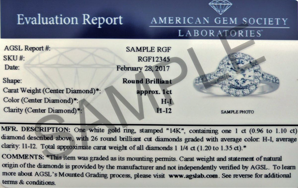 AGS Certified 1 1/5 Carat TW Diamond Engagement Ring in 14K White Gold (I-J Color, I2-I3 Clarity)