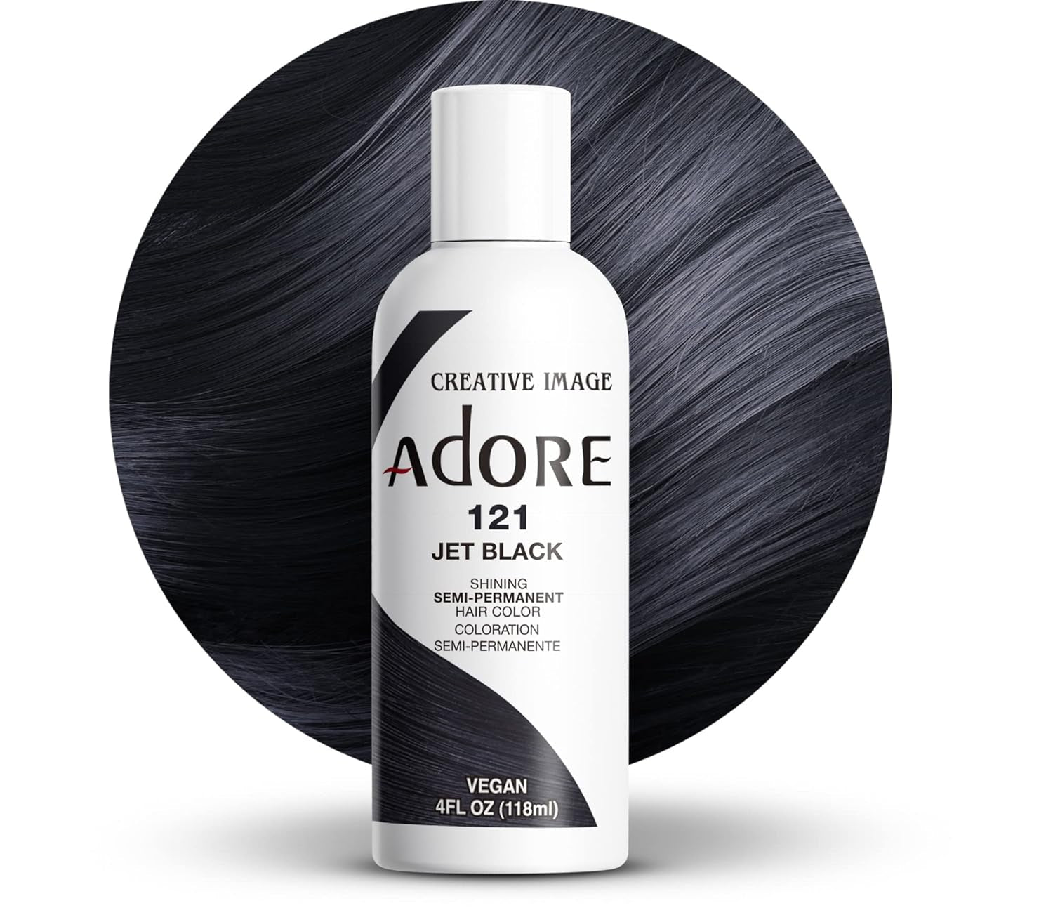 Semi Permanent Hair Color - Vegan and Cruelty-Free Black Hair Dye - 4 Fl Oz - 121 Jet Black (Pack of 1)