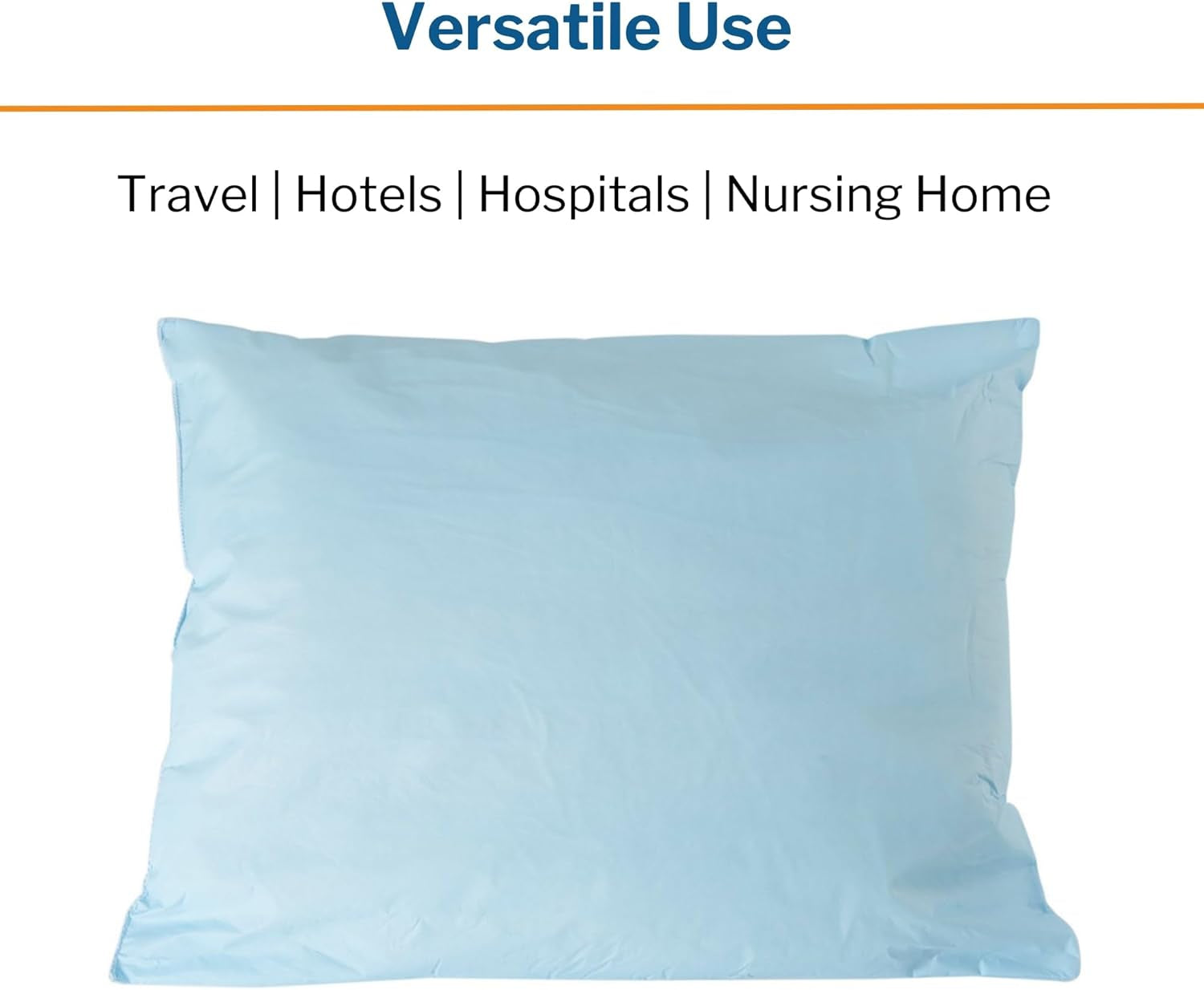 Medical Pillow [1 Count] Limited Reusable Hospital Bed Pillows, Fluid Moisture and Stain-Resistant, Blue, 20 in X 26 In