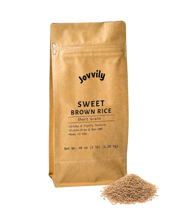 Sweet Brown Rice - 3 Lb - Brown Glutinous Rice - Fluffy Texture - Sweet