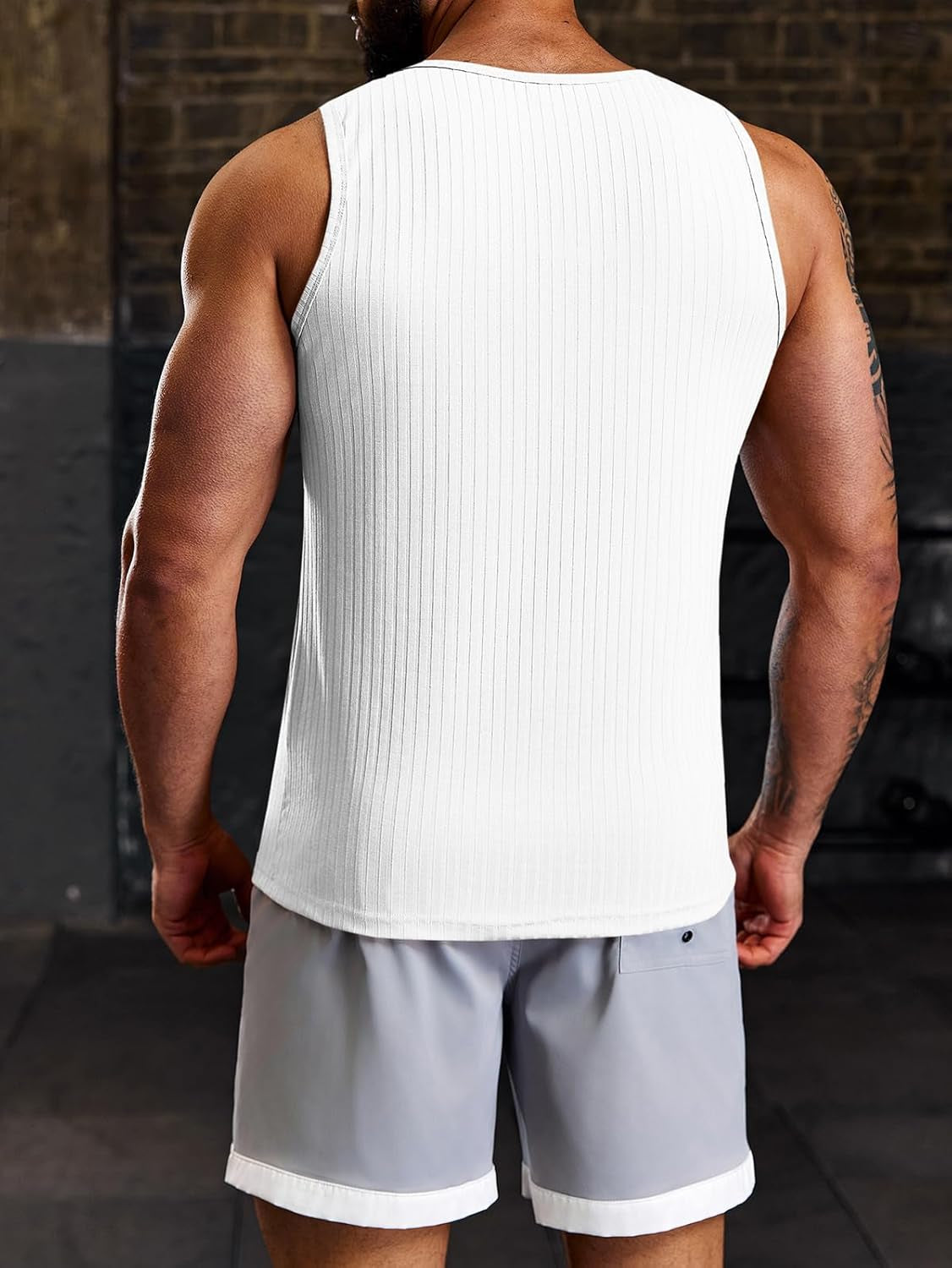 Men'S Ribbed Tank Tops 2 Pack Knit Sleeveless Workout T Shirt Muscle Gym Fitness Tee