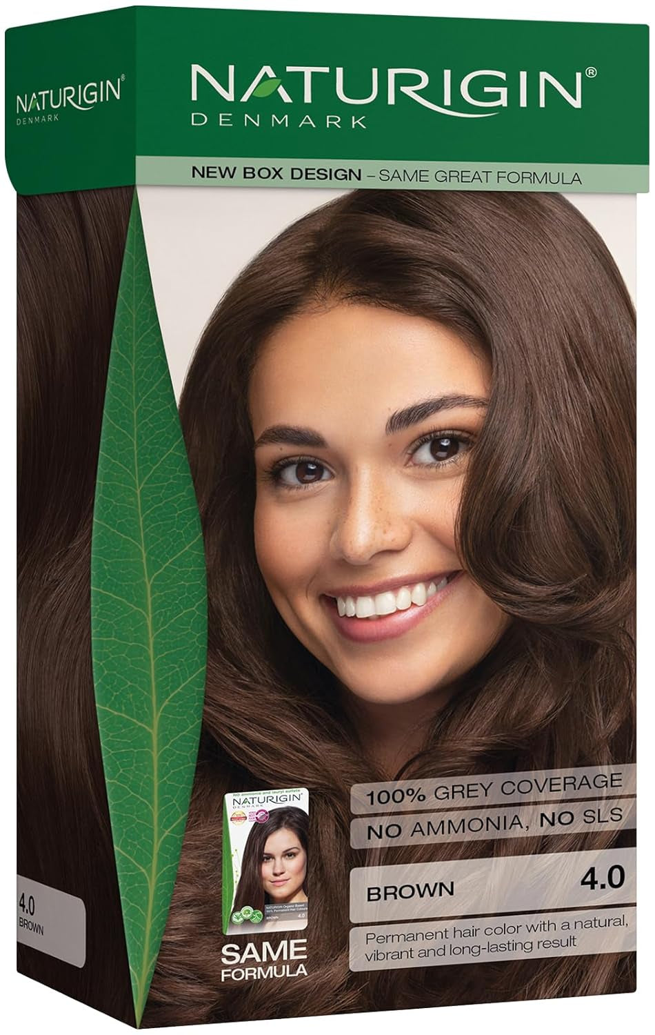 Permanent Hair Dye, 4.0 Brown, Ammonia and Paraben Free, up to 100% Gray Hair Coverage, Long Lasting, Vegan, Cruelty Free