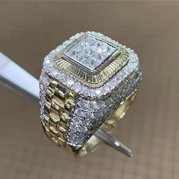 Business Men'S Fashion Natural White Sapphire Diamond Jewelry Boyfriend Gift Ring Anniversary Banquet Engagement Wedding Luxury Ring Jewelry Size 6-13