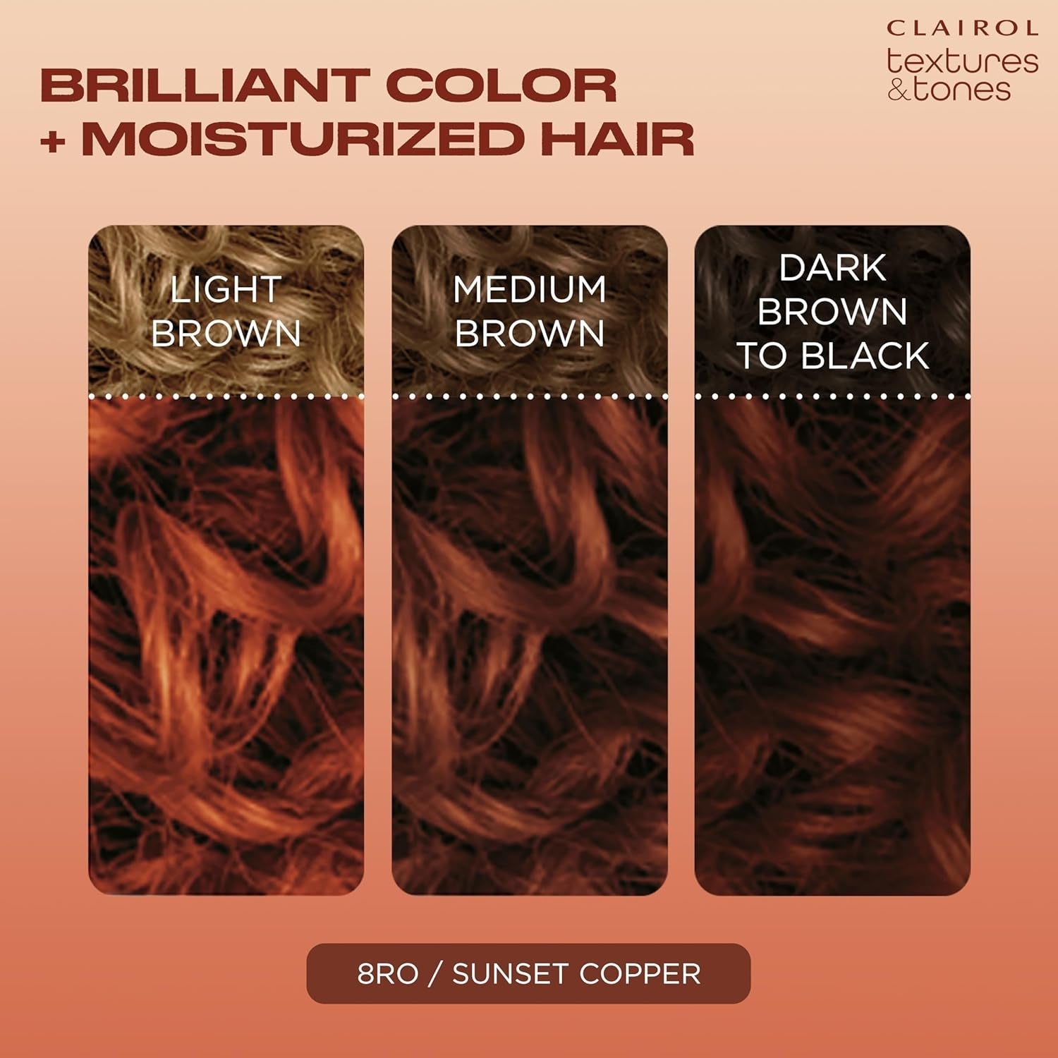 Textures & Tones Permanent Hair Dye, 8RO Sunset Copper Hair Color, Pack of 1