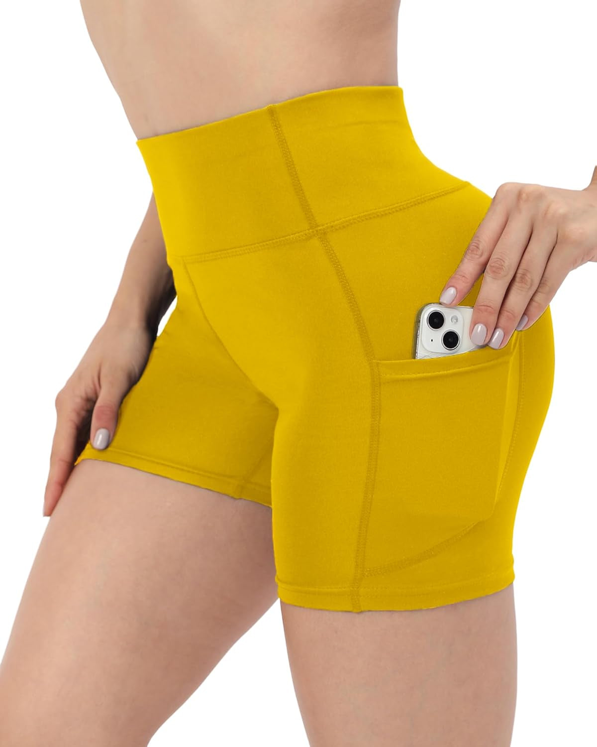 Workout Yoga Biker Shorts for Women with Pockets,Soft High Waisted Tummy Control Running Gym Shorts