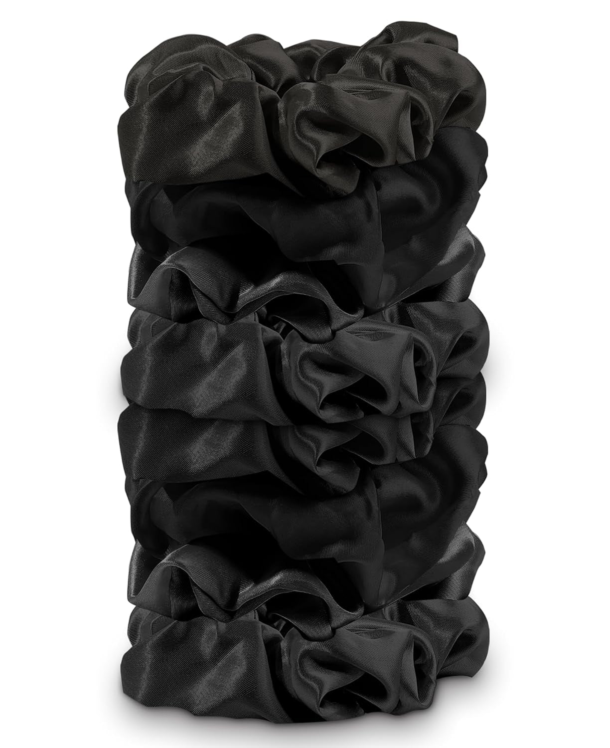 8 Pack Hair Ties Silk Scrunchies for Women Soft Satin Hair Scrunchies Elastic Hair Ties No Damage Ponytail Holders Rubber Bands Hair Accessories Gifts (Black (8 Pack))