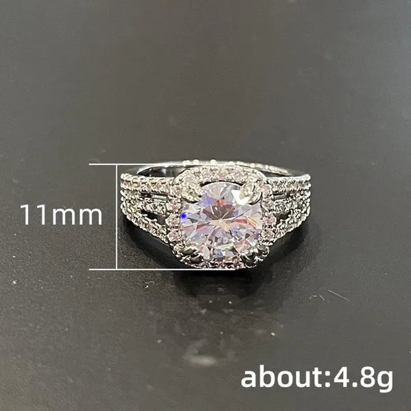 Exquisite 925 Sterling Silver Diamond Rings for Women Bridal Wedding Ring Jewelry Valentine'S Day Proposal Gift