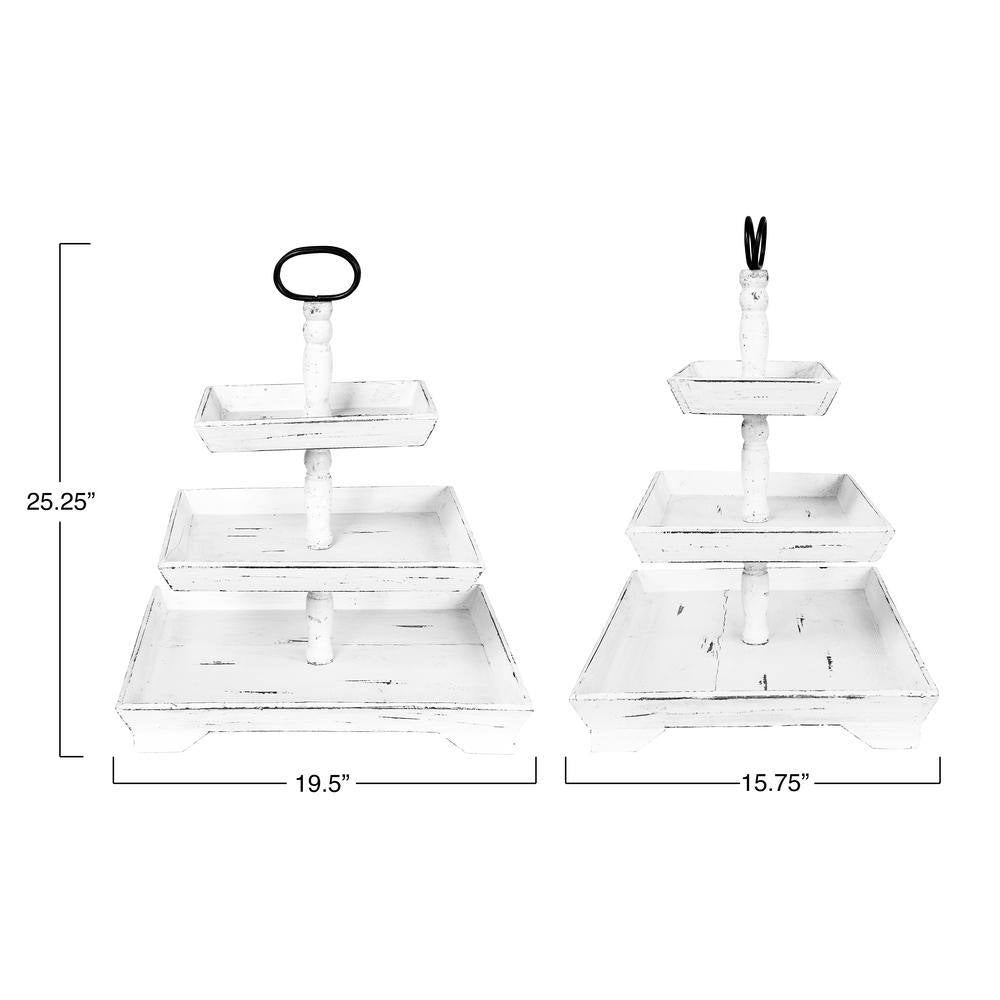 White Decorative 3-Tier Tray
