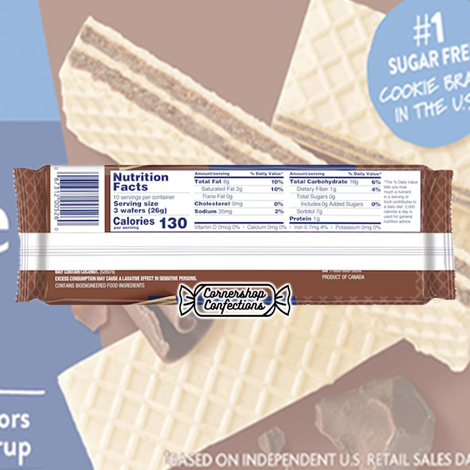 Voortman Sugar Free Wafer Lover'S 6 Flavor Variety - Lemon, Key Lime, Orange Creme, Chocolate, Strawberry, and Vanilla in  Box