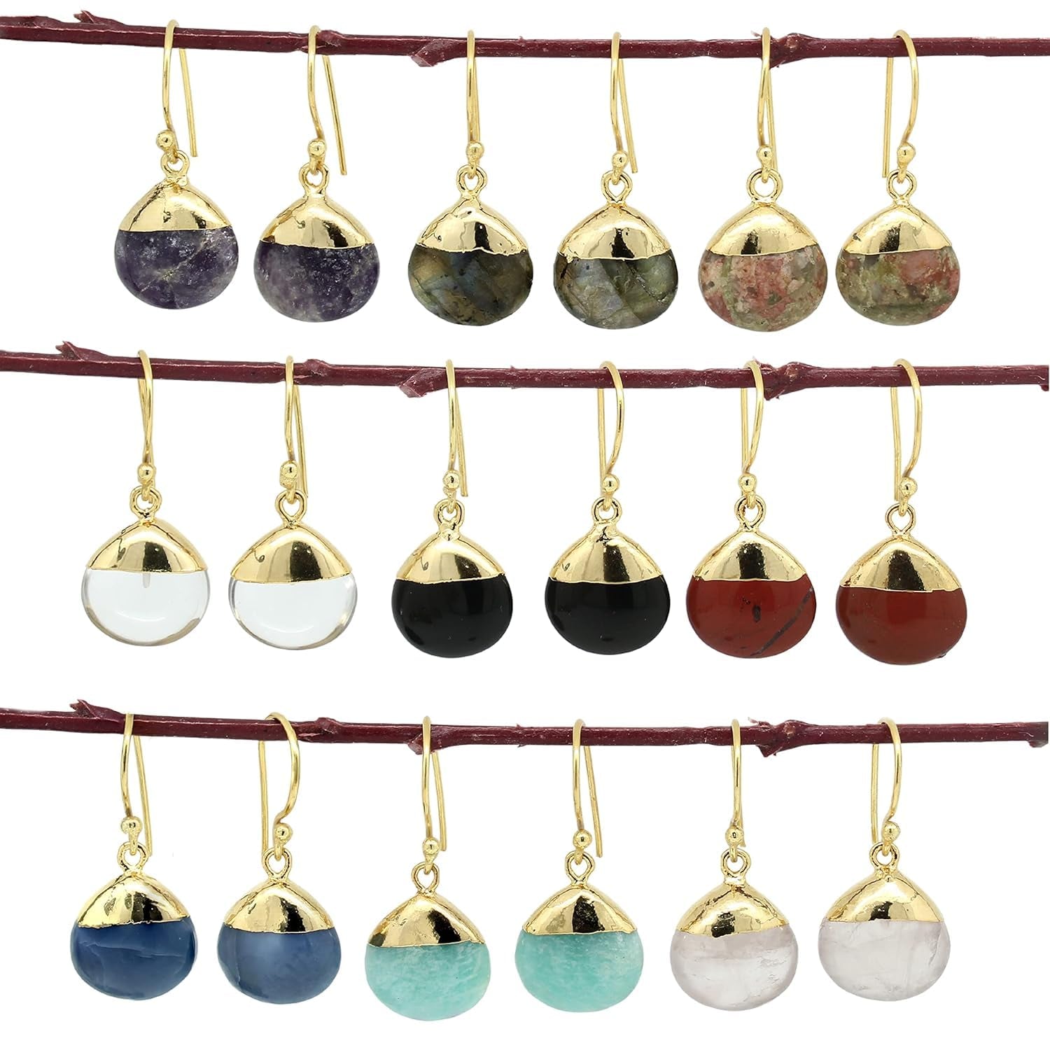 Gempires Lapis Lazuli Teardrop Dangle Earrings for Women, 14K Gold Electroplated Pear Crystal Earrings with Gold Plated Hooks, Dangling Drop Earring, Party Wear