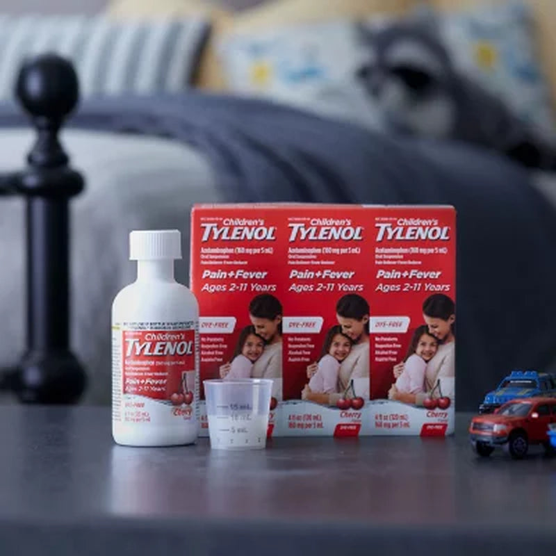 Children'S Tylenol Oral Suspension, Cherry, 4 Oz., 3 Pk.