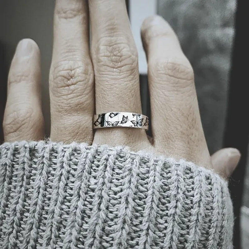 Women'S Butterfly Ring, No Diamonds Butterfly Ring, 925 Sterling Silver Engagement Ring, Wedding Rings, Fashion Jewelry, Size 5 6 7 8 9 10