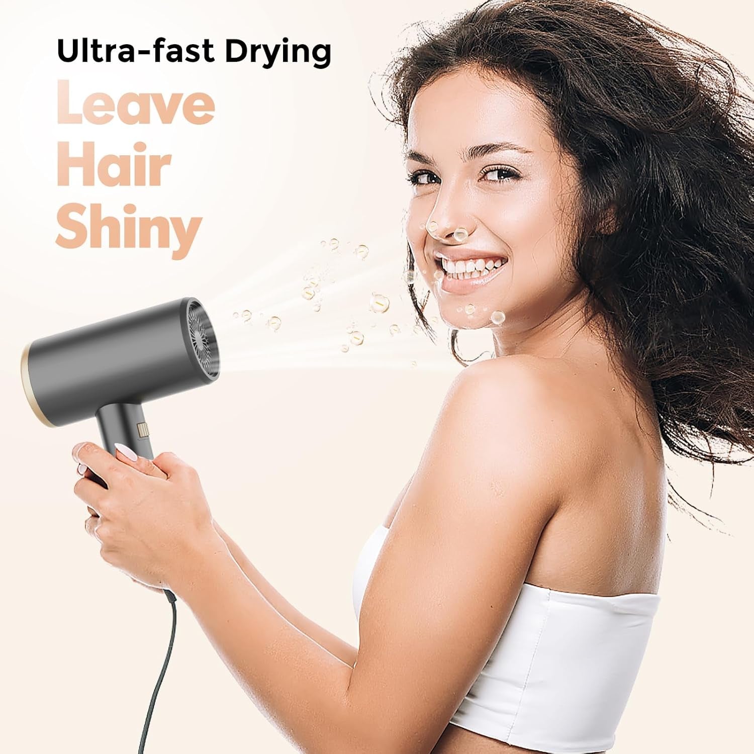 SIYOO Professional Hair Dryer, Ionic Blow Dryer with Diffuser and Nozzle, 1600 Watt Negative Ions Salon Lightweight Hairdryer Gold