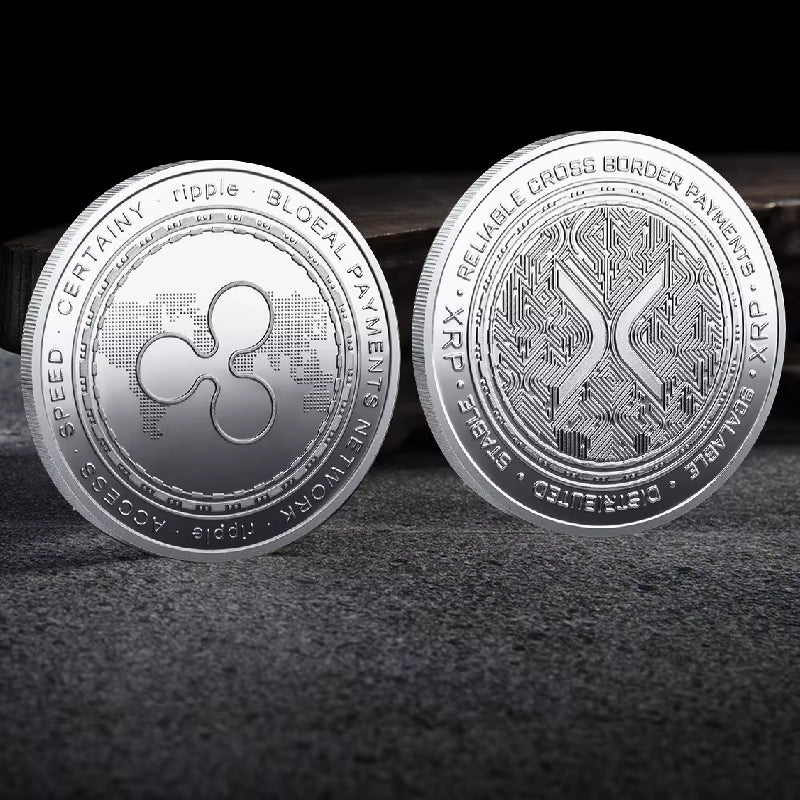 Ripple Coin XRP Coin Gold Silver Plated Crypto Ripple XRP Coin with Plastic Case Commemorative Coin Art Collection Souvenir Gift