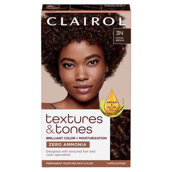 Textures & Tones Permanent Hair Dye, 3N Cocoa Brown Hair Color, Pack of 1