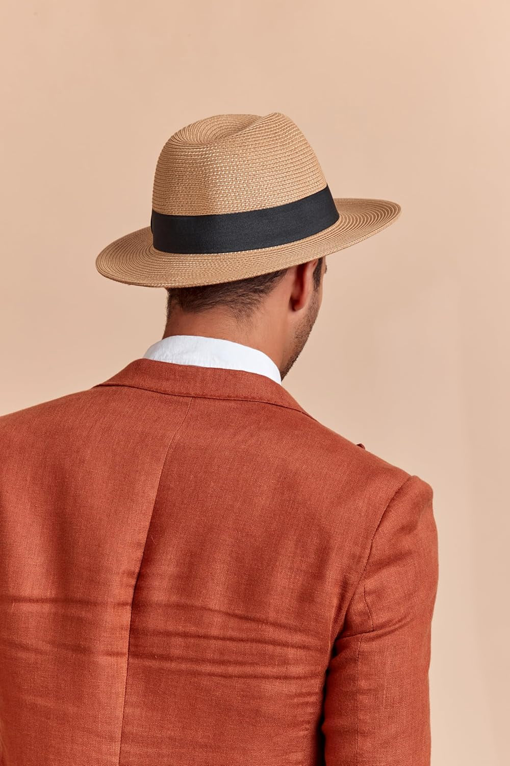 Men'S Kyle Sun Straw Fedora Hat, UPF 50+ Packable Beach Panama Hat for Men
