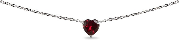 Sterling Silver Heart-Cut Created Ruby Solitaire Choker Necklace for Women, Wife, Girlfriend, Mother