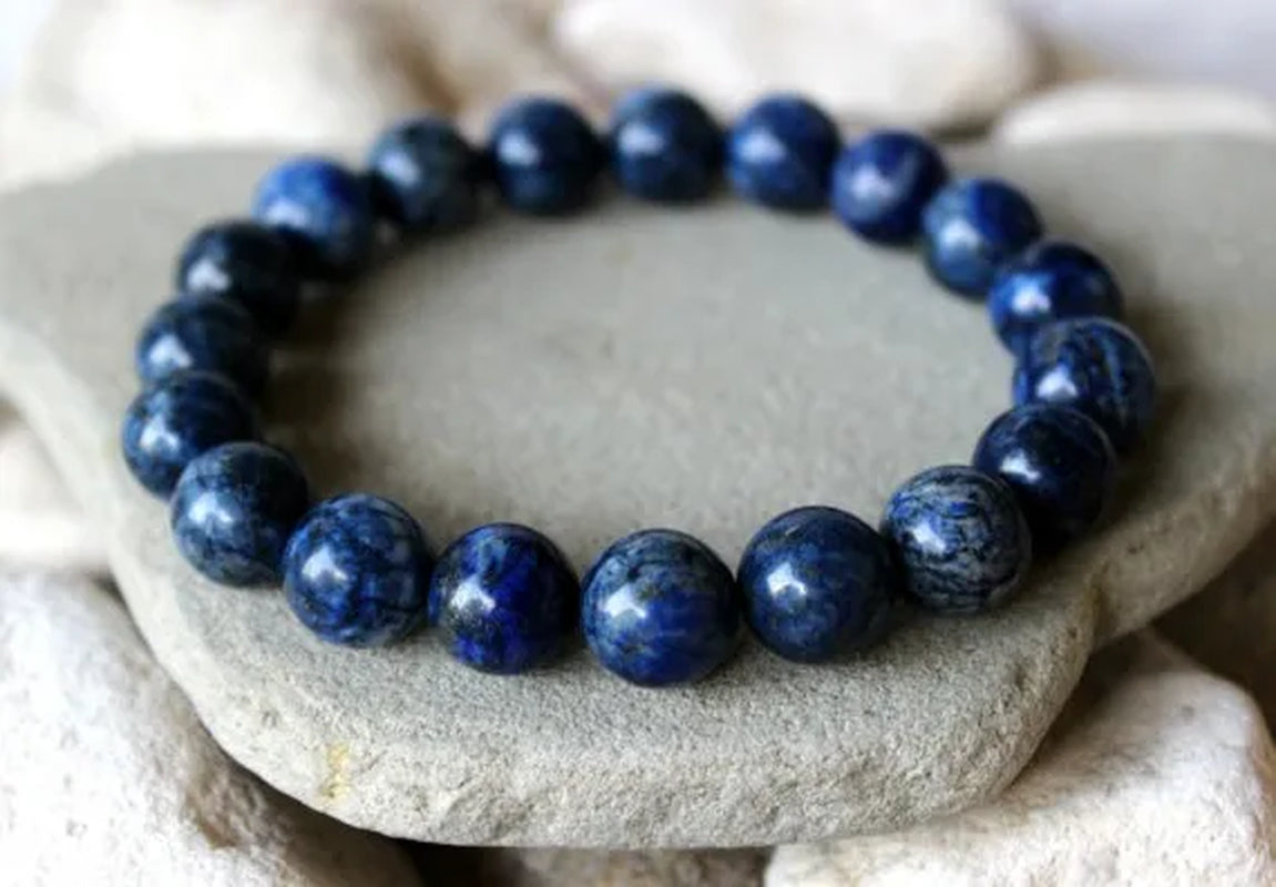 8mm Lapis Lazuli Bracelet,   Wrist Mala, Unisex Lapis Lazuli  Blue Bead Bracelet