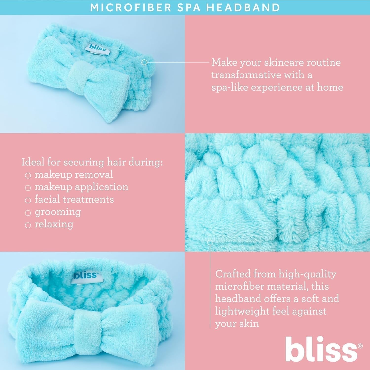 Women'S 2 Pack Microfiber Towel Headband - Spa Headband for Washing Face, Skin Care, Makeup, and Messy Hair Wrap - Preppy Stuff Shower Hair Accessories