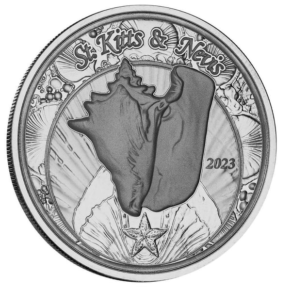 2023 1Oz St. Kitts & Nevis Conch Shell .999 Silver Coin BU Prooflike #A649