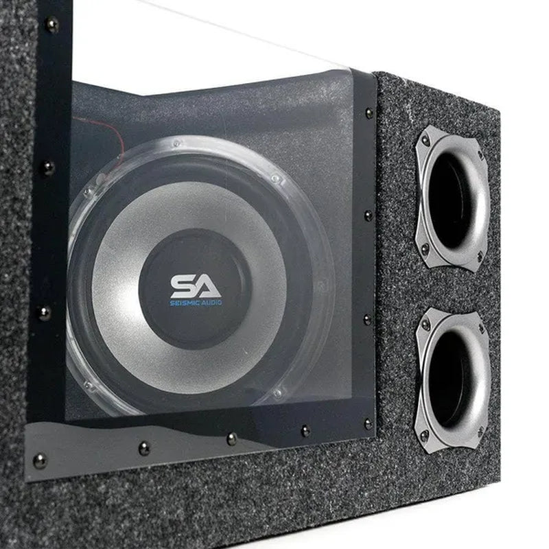 SA-PGCE10LED - Dual 10 Inch 1000 Watt Car Audio Subwoofer Box with LED Lights & Plexiglass Window
