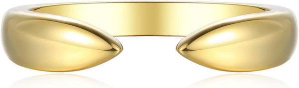 18K Gold Plated Sterling Silver Stackable Open Claw Ring Ajustable Wrap Ring | Cuff Stacking Rings