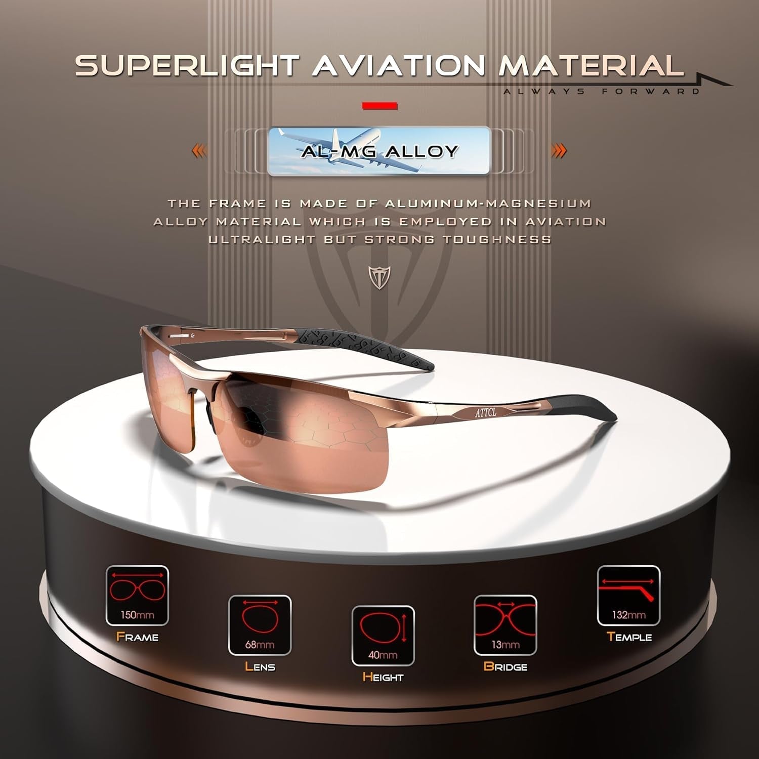 Men'S Fashion Driving Polarized Sunglasses for Men - Al-Mg Metal Ultralight Frame